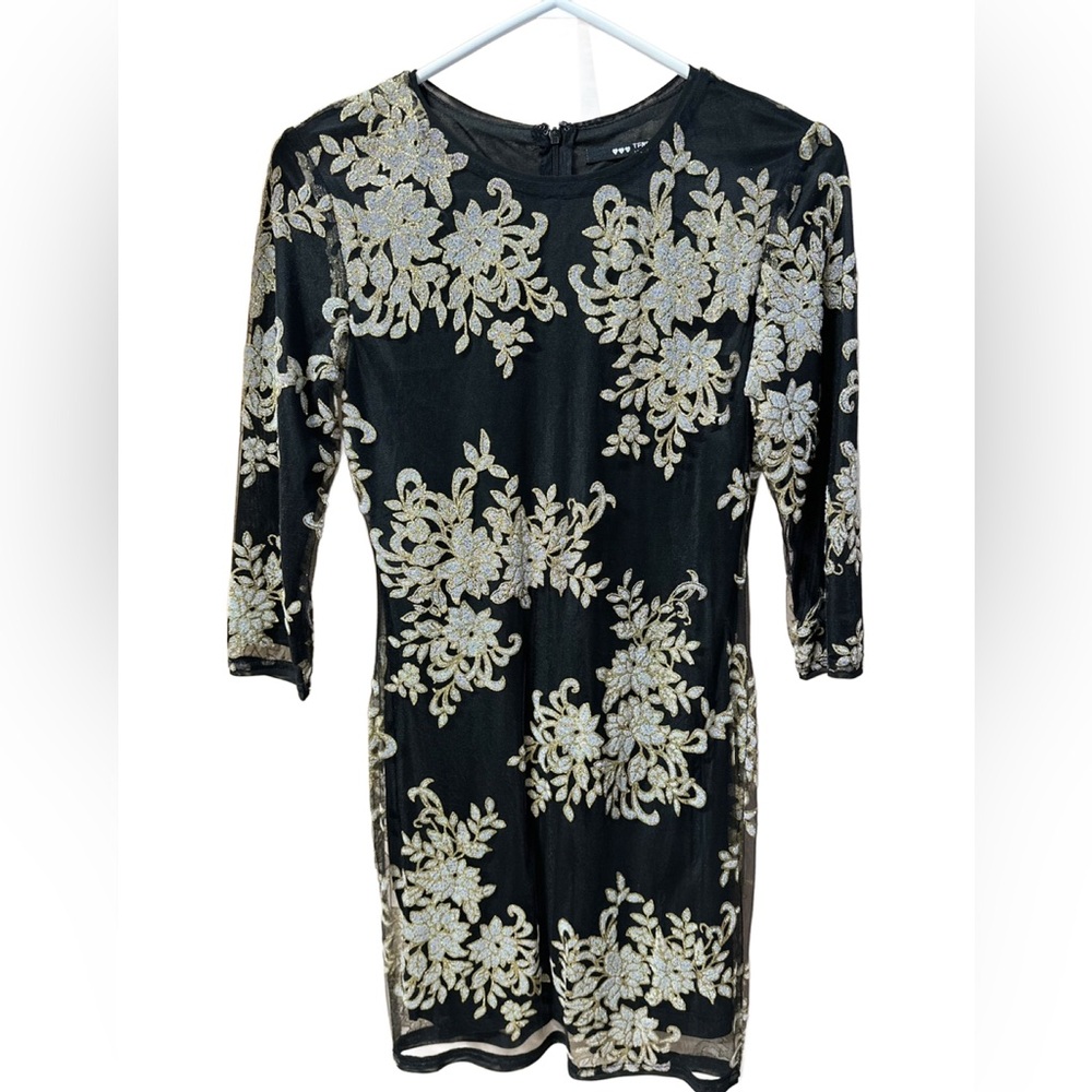TFNC London- Black dress with gold sparkling flowers